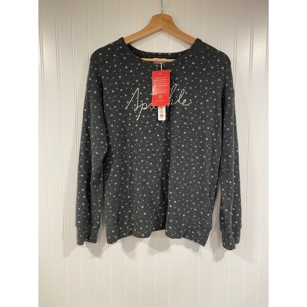 Sundry Sweater Women'a Size 0, Gray & White Star Print, Long Sleeve NEW